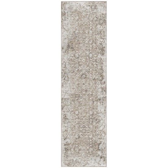 Indoor/Outdoor Marbella MB2 Taupe Washable 2'3" x 7'6" Runner Rug