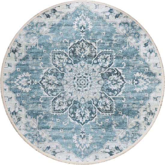 Indoor/Outdoor Marbella MB3 Denim Washable 10' x 10' Round Rug