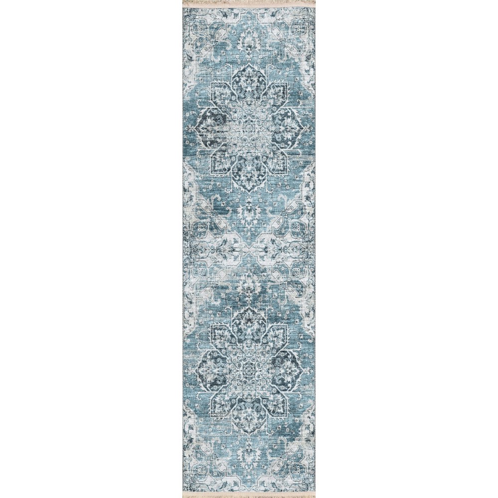 Indoor/Outdoor Marbella MB3 Denim Washable 2'3" x 10' Runner Rug