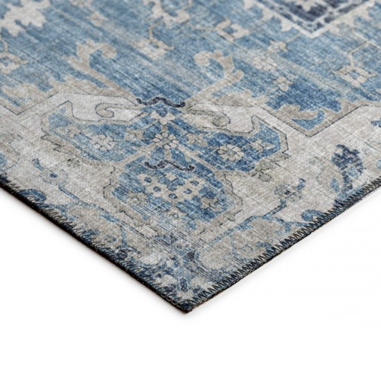 Indoor/Outdoor Marbella MB3 Denim Washable 2'3" x 10' Runner Rug