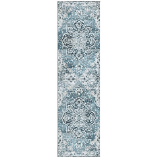 Indoor/Outdoor Marbella MB3 Denim Washable 2'3" x 7'6" Runner Rug