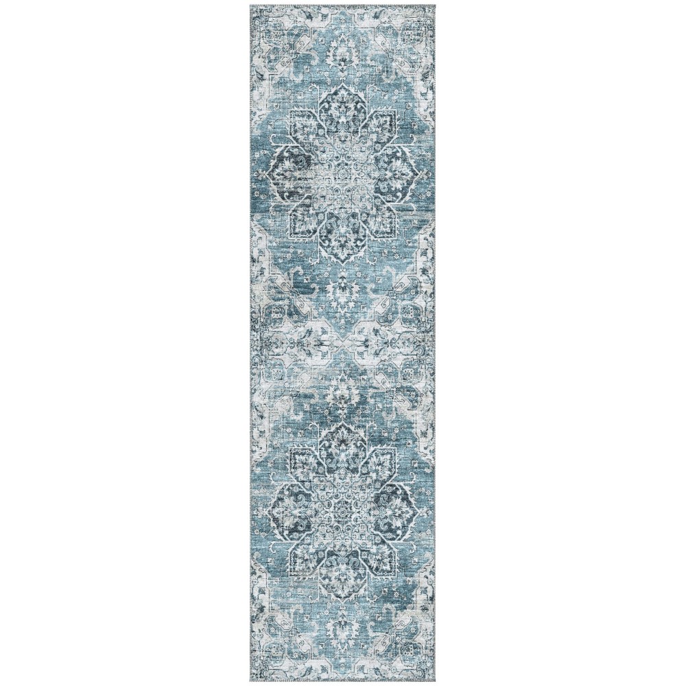 Indoor/Outdoor Marbella MB3 Denim Washable 2'3" x 7'6" Runner Rug