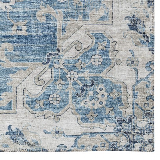 Indoor/Outdoor Marbella MB3 Denim Washable 2'3" x 7'6" Runner Rug
