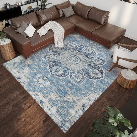 Indoor/Outdoor Marbella MB3 Denim Washable 3' x 5' Rug