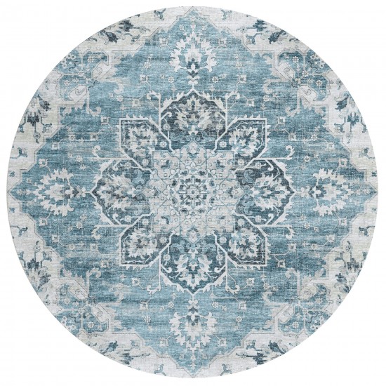 Indoor/Outdoor Marbella MB3 Denim Washable 8' x 8' Round Rug