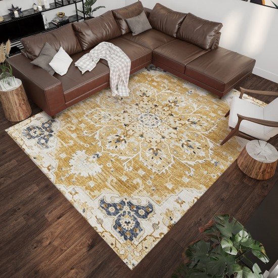 Indoor/Outdoor Marbella MB3 Gold Washable 5' x 7'6" Rug