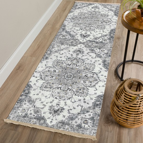 Indoor/Outdoor Marbella MB3 Linen Washable 2'3" x 12' Runner Rug