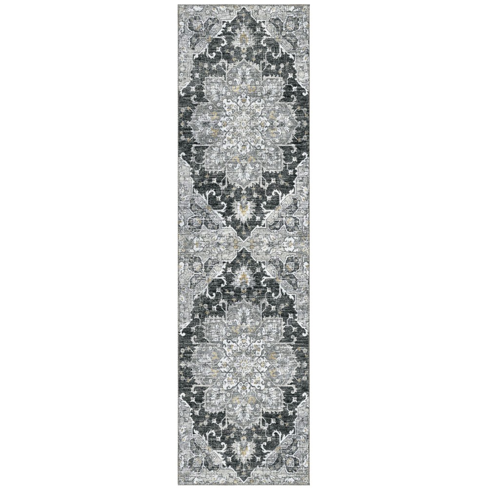 Indoor/Outdoor Marbella MB3 Midnight Washable 2'3" x 7'6" Runner Rug