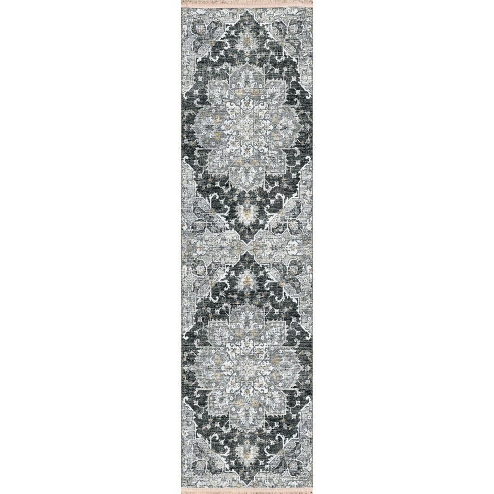 Indoor/Outdoor Marbella MB3 Midnight Washable 2'3" x 12' Runner Rug