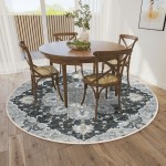 Indoor/Outdoor Marbella MB3 Midnight Washable 4' x 4' Round Rug