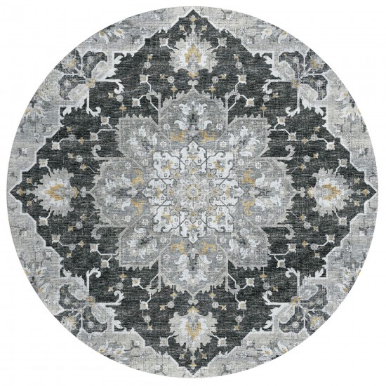 Indoor/Outdoor Marbella MB3 Midnight Washable 8' x 8' Round Rug