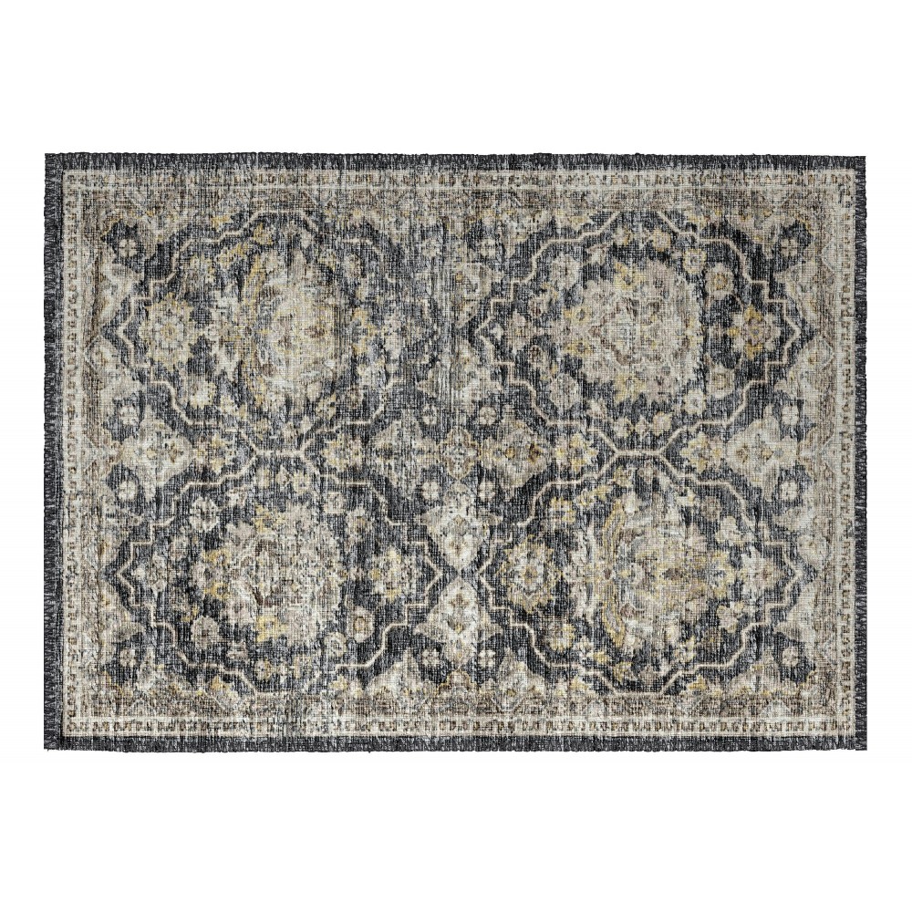 Indoor/Outdoor Marbella MB4 Charcoal Washable 1'8" x 2'6" Rug