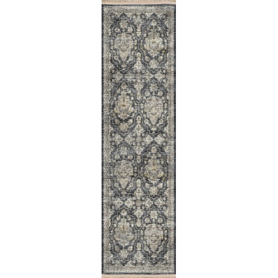 Indoor/Outdoor Marbella MB4 Charcoal Washable 2'3" x 12' Runner Rug