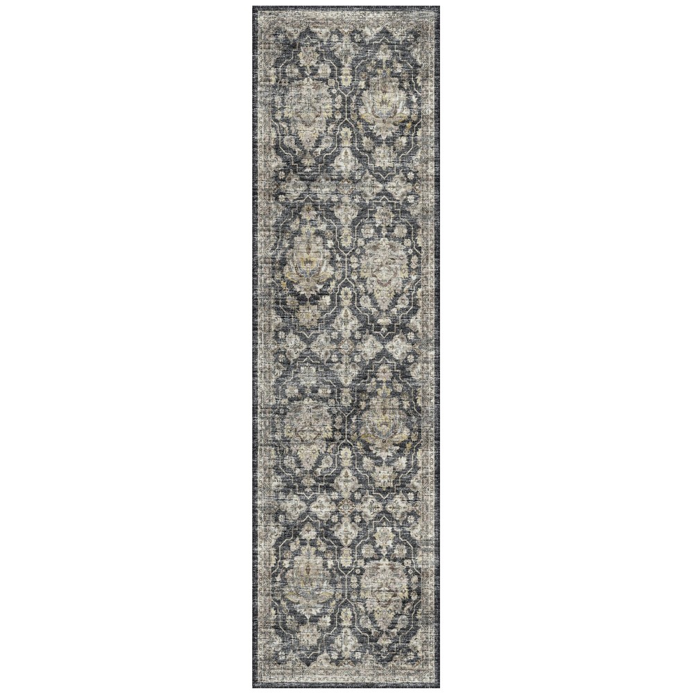 Indoor/Outdoor Marbella MB4 Charcoal Washable 2'3" x 7'6" Runner Rug