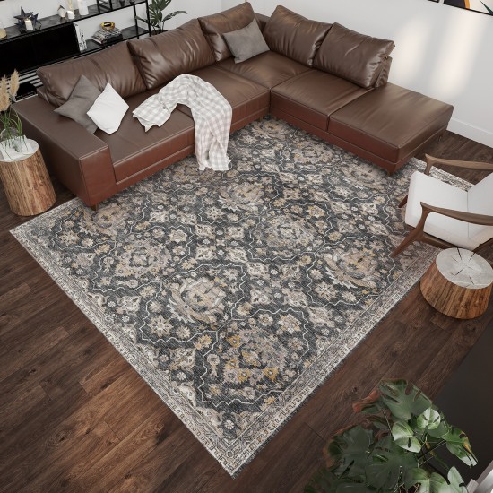 Indoor/Outdoor Marbella MB4 Charcoal Washable 3' x 5' Rug