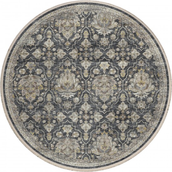 Indoor/Outdoor Marbella MB4 Charcoal Washable 4' x 4' Round Rug