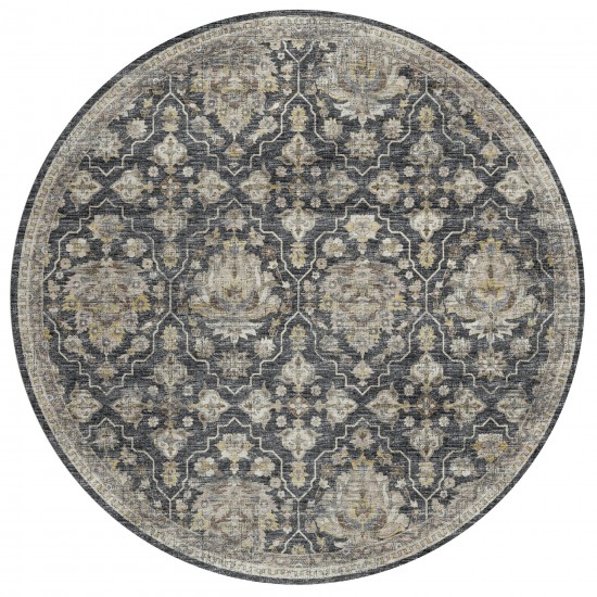 Indoor/Outdoor Marbella MB4 Charcoal Washable 8' x 8' Round Rug