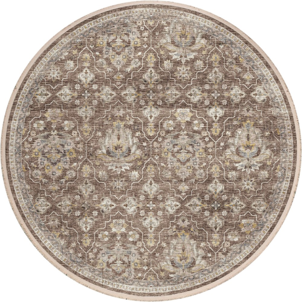 Indoor/Outdoor Marbella MB4 Mocha Washable 10' x 10' Round Rug