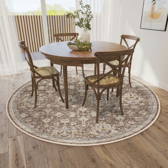 Indoor/Outdoor Marbella MB4 Mocha Washable 10' x 10' Round Rug