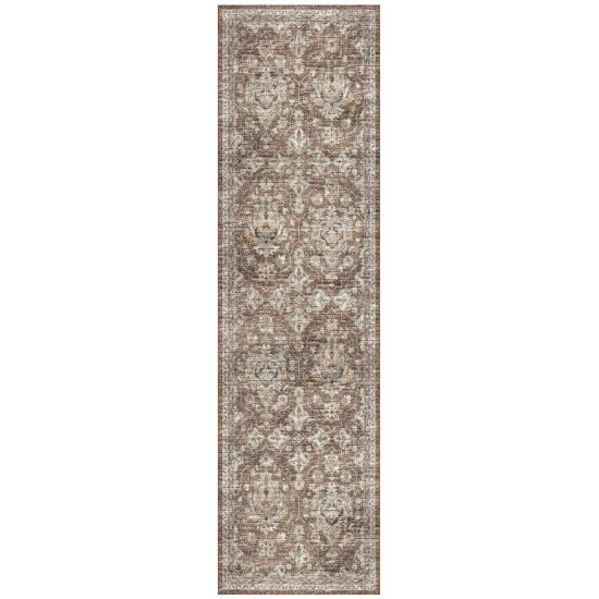 Indoor/Outdoor Marbella MB4 Mocha Washable 2'3" x 7'6" Runner Rug