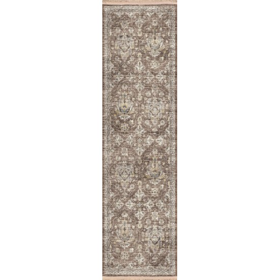 Indoor/Outdoor Marbella MB4 Mocha Washable 2'3" x 10' Runner Rug