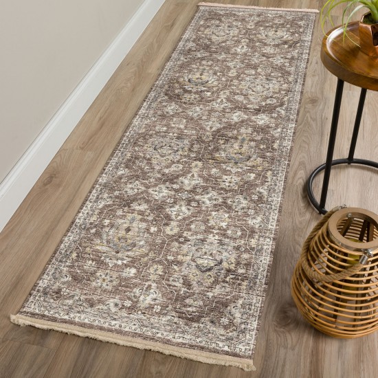 Indoor/Outdoor Marbella MB4 Mocha Washable 2'3" x 10' Runner Rug