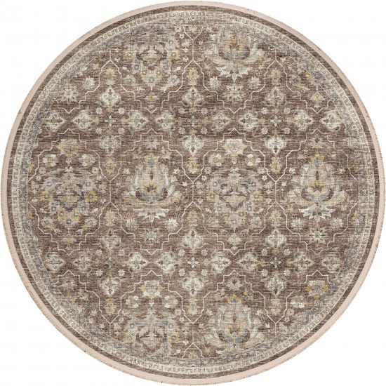 Indoor/Outdoor Marbella MB4 Mocha Washable 4' x 4' Round Rug