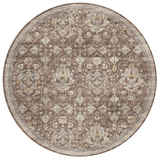 Indoor/Outdoor Marbella MB4 Mocha Washable 8' x 8' Round Rug