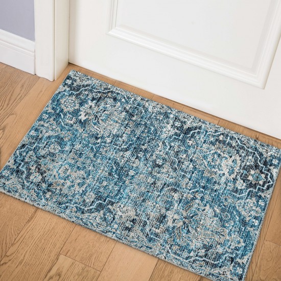 Indoor/Outdoor Marbella MB4 Navy Washable 1'8" x 2'6" Rug