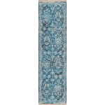 Indoor/Outdoor Marbella MB4 Navy Washable 2'3" x 12' Runner Rug