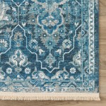 Indoor/Outdoor Marbella MB4 Navy Washable 2'3" x 12' Runner Rug