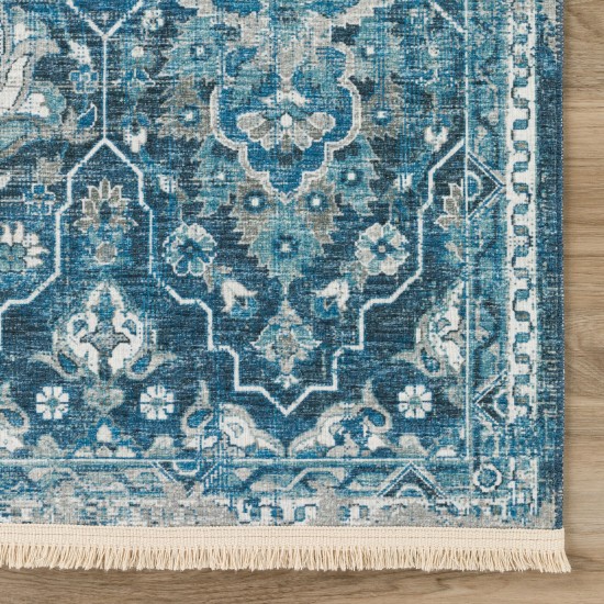 Indoor/Outdoor Marbella MB4 Navy Washable 2'3" x 12' Runner Rug