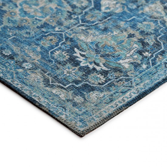 Indoor/Outdoor Marbella MB4 Navy Washable 2'3" x 12' Runner Rug