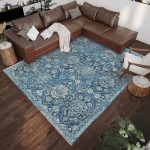 Indoor/Outdoor Marbella MB4 Navy Washable 3' x 5' Rug