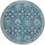 Indoor/Outdoor Marbella MB4 Navy Washable 4\' x 4\' Round Rug
