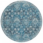 Indoor/Outdoor Marbella MB4 Navy Washable 8\' x 8\' Round Rug