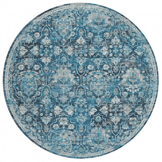 Indoor/Outdoor Marbella MB4 Navy Washable 8' x 8' Round Rug