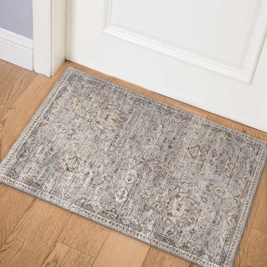 Indoor/Outdoor Marbella MB4 Silver Washable 1'8" x 2'6" Rug