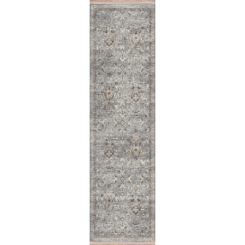 Indoor/Outdoor Marbella MB4 Silver Washable 2'3" x 10' Runner Rug