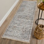 Indoor/Outdoor Marbella MB4 Silver Washable 2'3" x 10' Runner Rug