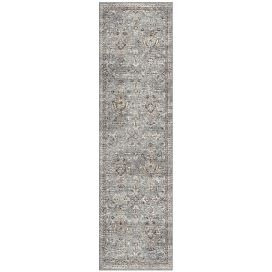 Indoor/Outdoor Marbella MB4 Silver Washable 2'3" x 7'6" Runner Rug