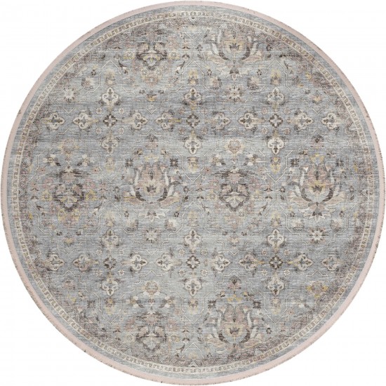 Indoor/Outdoor Marbella MB4 Silver Washable 4' x 4' Round Rug