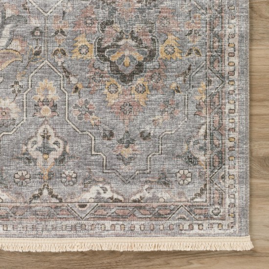 Indoor/Outdoor Marbella MB4 Silver Washable 4' x 4' Round Rug