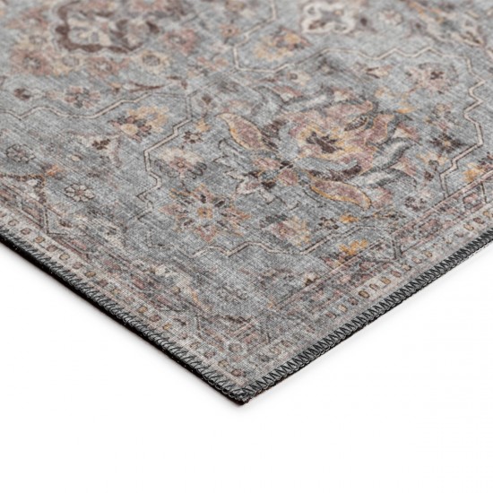 Indoor/Outdoor Marbella MB4 Silver Washable 4' x 4' Round Rug