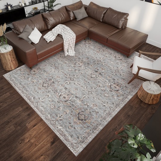 Indoor/Outdoor Marbella MB4 Silver Washable 8' x 10' Rug