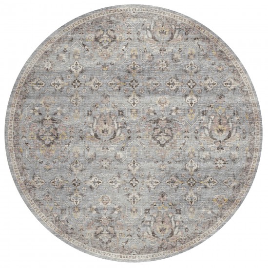 Indoor/Outdoor Marbella MB4 Silver Washable 8' x 8' Round Rug