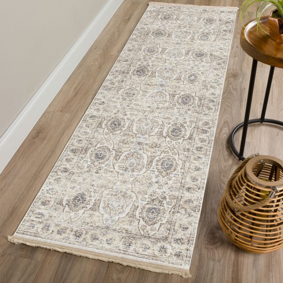 Indoor/Outdoor Marbella MB5 Ivory Washable 2'3" x 10' Runner Rug