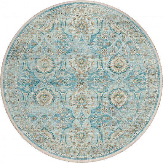 Indoor/Outdoor Marbella MB5 Mediterranean Washable 4' x 4' Round Rug