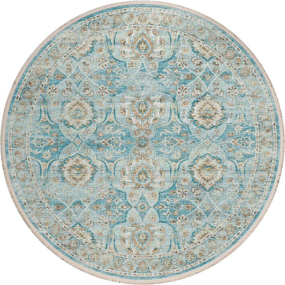 Indoor/Outdoor Marbella MB5 Mediterranean Washable 6' x 6' Round Rug