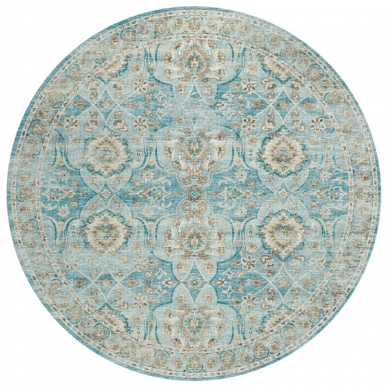 Indoor/Outdoor Marbella MB5 Mediterranean Washable 8' x 8' Round Rug